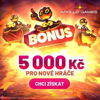 Apollo games - 100 free spinů bez vkladu za registraci + 5 000 Kč pro nové hráče + 10 free spinů za vklad