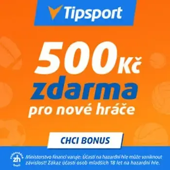 Tipsport - 500 Kč. Navíc bonus až 100% ke vkladu do výše 50 000 Kč.