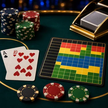 Blackjack chart základní strategie pro česká online kasina (S17, 6 balíčků, DAS)