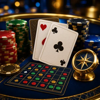 Pokročilá pokerová strategie Texas Hold’em s kartami, žetony a pozičním markerem